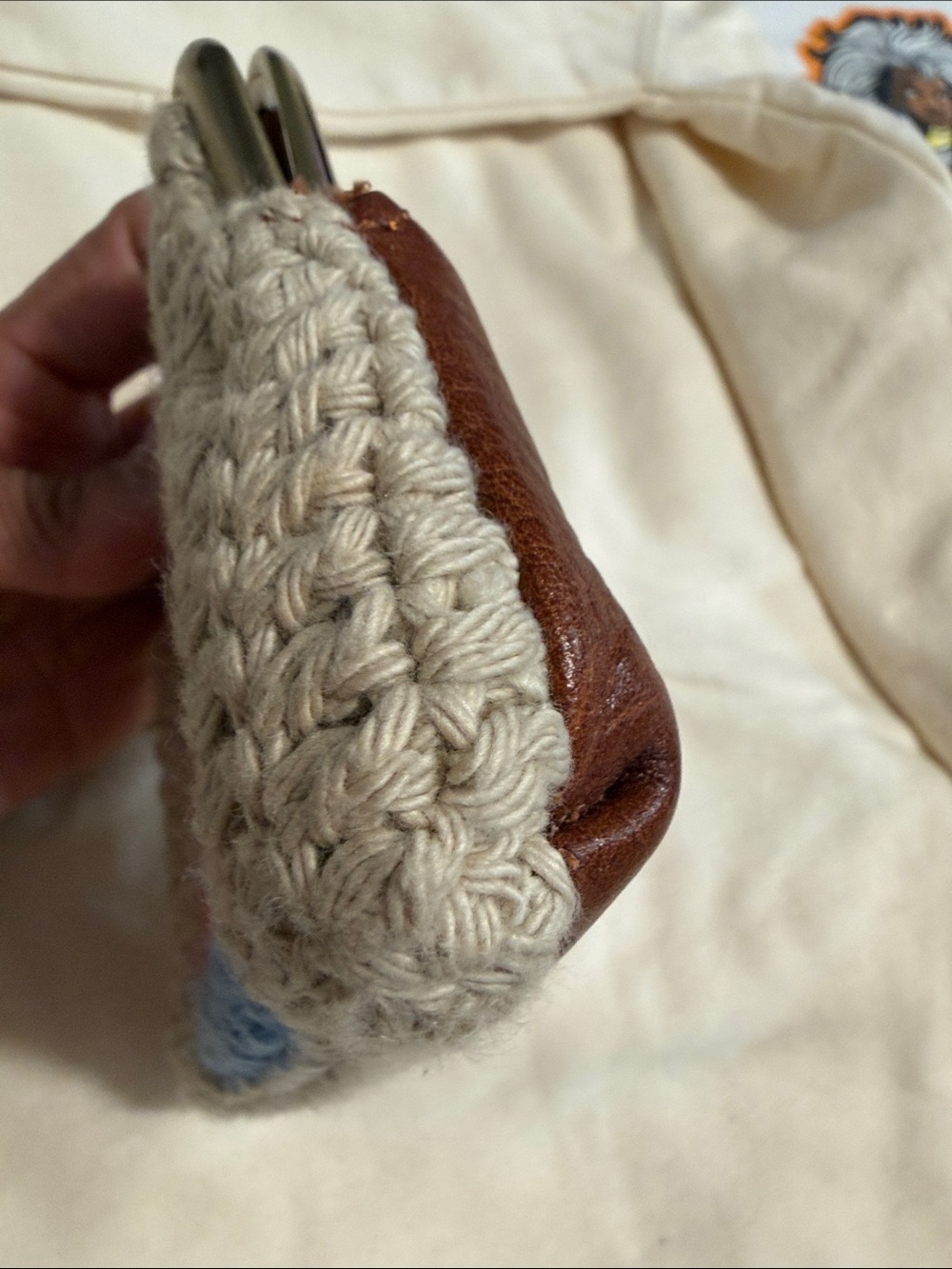 Patricia Nash Crochet Coin Purse with Floral Motif - Beige, Red, Pink, Blue - Picture 7 of 9